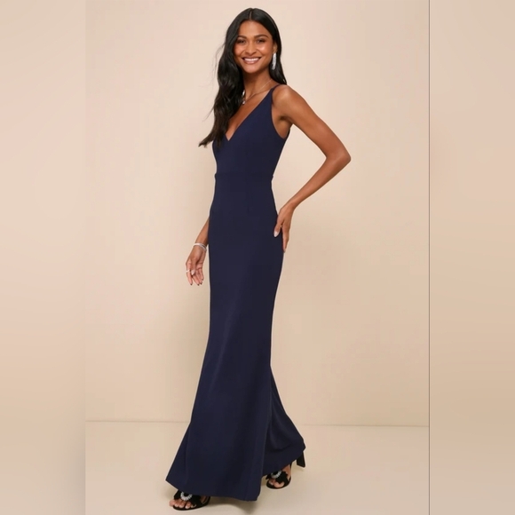 Lulus | Melora Navy Blue Sleeveless Maxi Dress | Size L - Picture 7 of 9